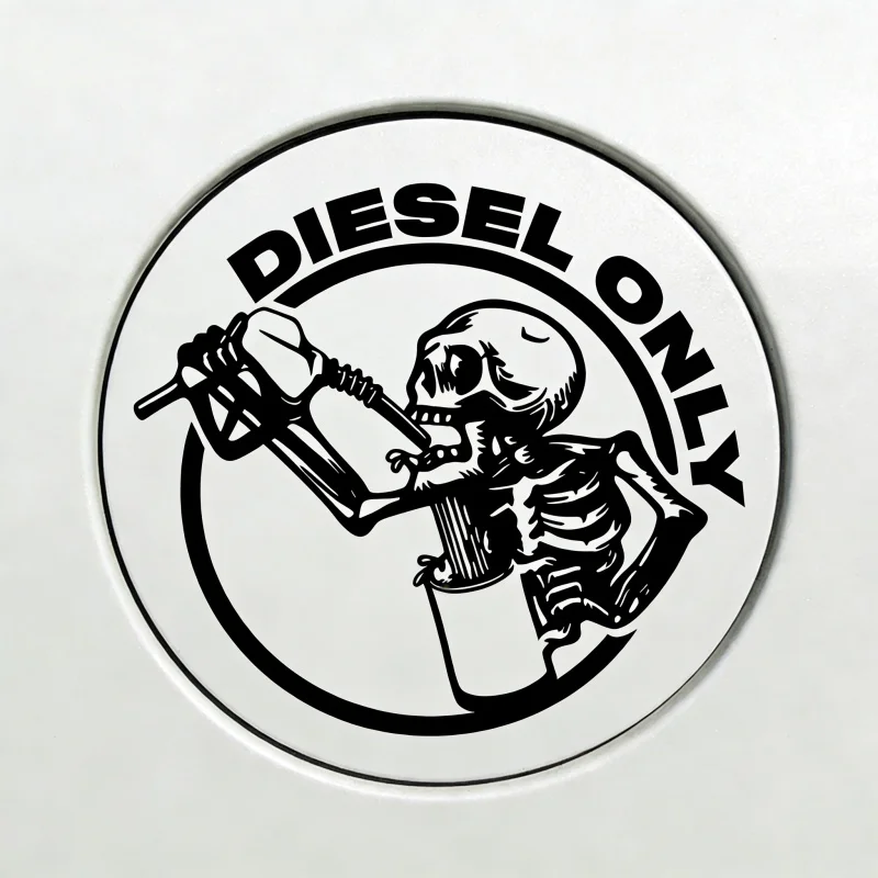 

12cm Diesel Only Car Sticker Reflective Skull Decal for Fuel Tank Cap Waterproof Vinyl Graphic Universal Exterior Decoration Aut