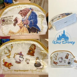 Authentic Beauty And The Beast Figurines Disney  Anime Teapot Handheld Makeup Bag Storage Bag Coin Pack