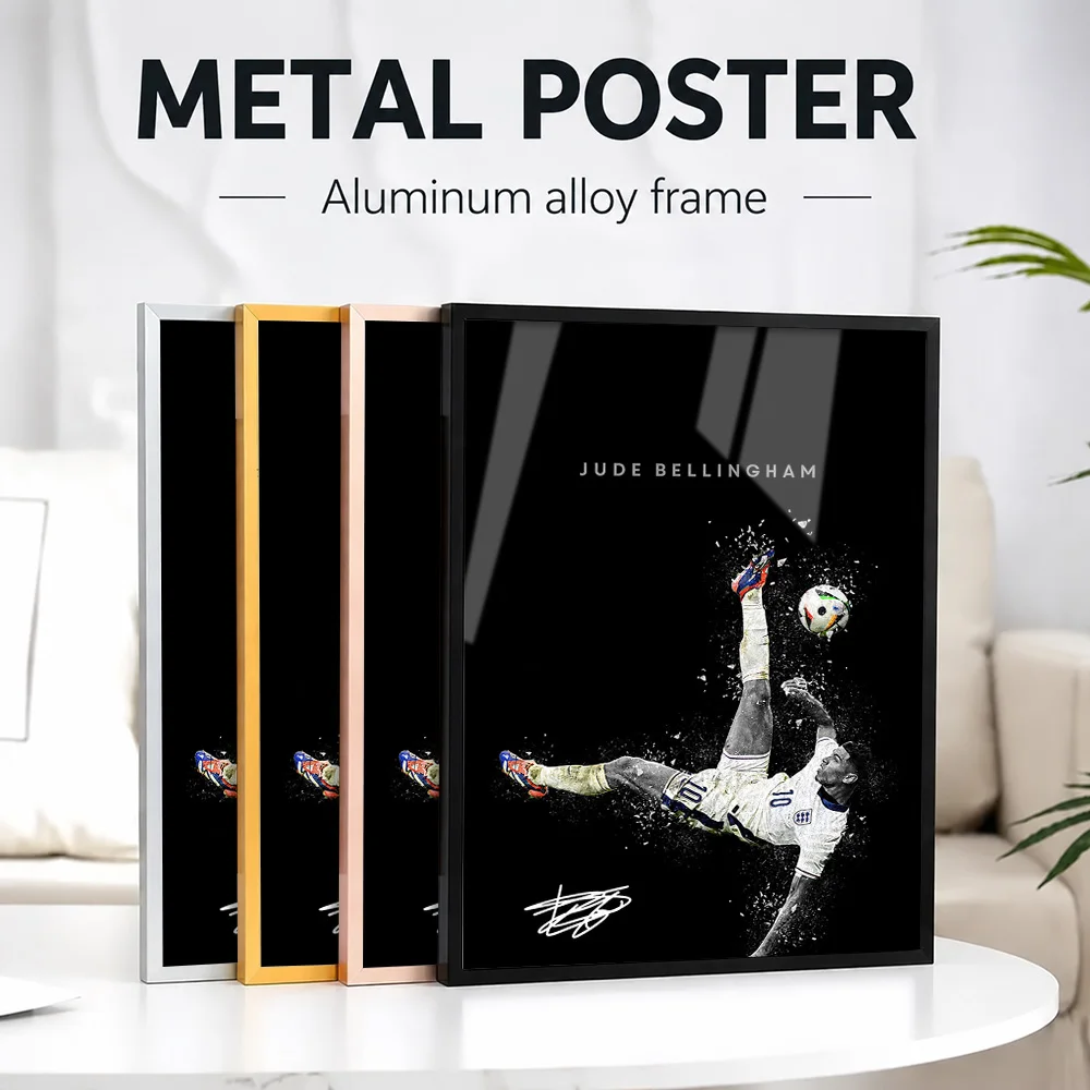 Jude Bellingham Metal Poster With Aluminum Alloy Frame Personalized Photo Victory Style Wall Art For Living Room Birthday Gift