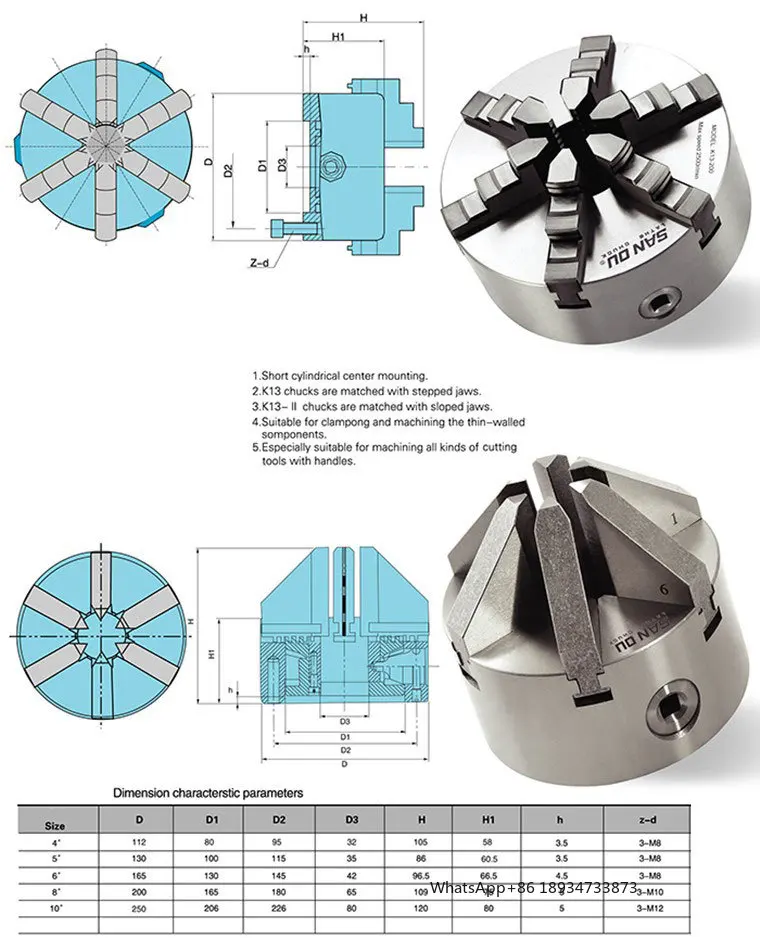 Lathe Chuck 160mm six Jaw Chuck Lathe Self-Centering Chuck K13-160 With Hardened Steel For Mini Lathe