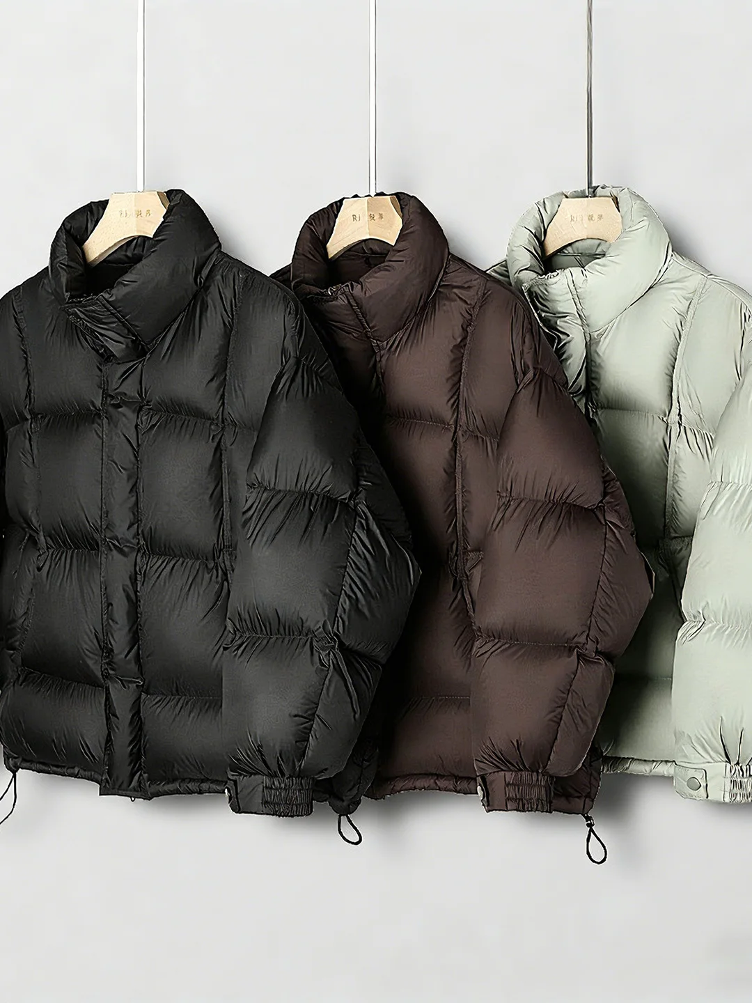 

Puffer Sle Du down Jaet Stand Collar Loose Thi Warm Bread Coat Men Winter Cold Resistant 90 White Du Feather Couple...