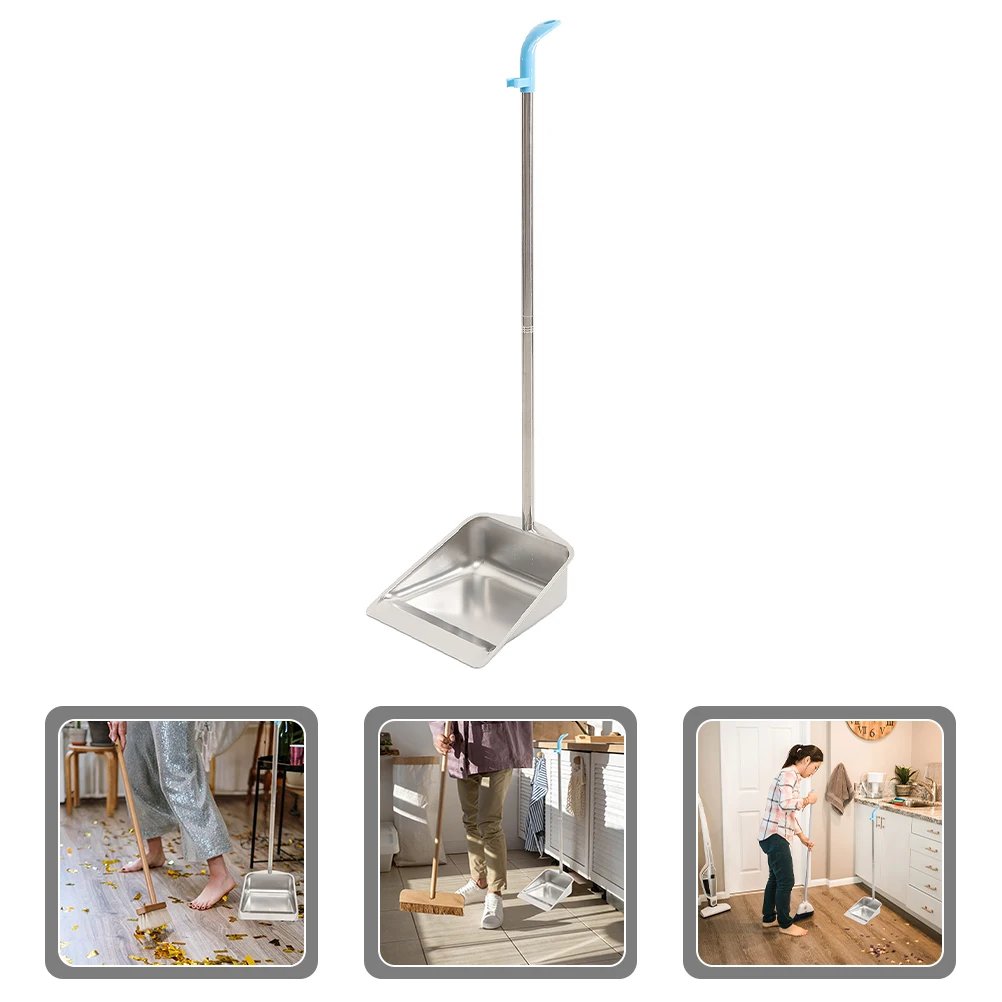 

Stainless Steel Dustpan Heavy Duty Long Handle Detachable Upright Broom Sweep Floor Home Office Bedroom Restaurant Cleaning Tool