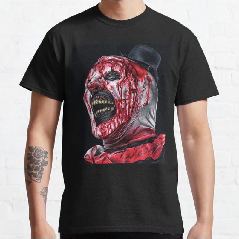 

0528 Retro Horror movie Art the clown killer Terrifierscary halloween Gift t shirt Scream film Graphic clothes All size tops