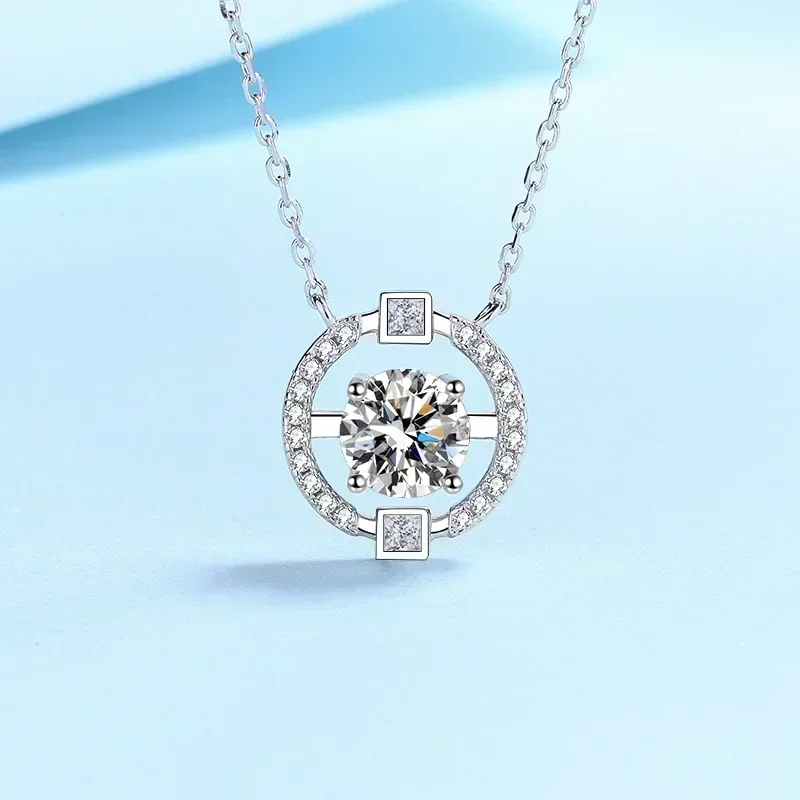 Elegant-Design PT950 Platinum Beating Heart 0.5-2ct Moissanite Necklace, Pendant Collarbone Chain Valentine's Day Gift