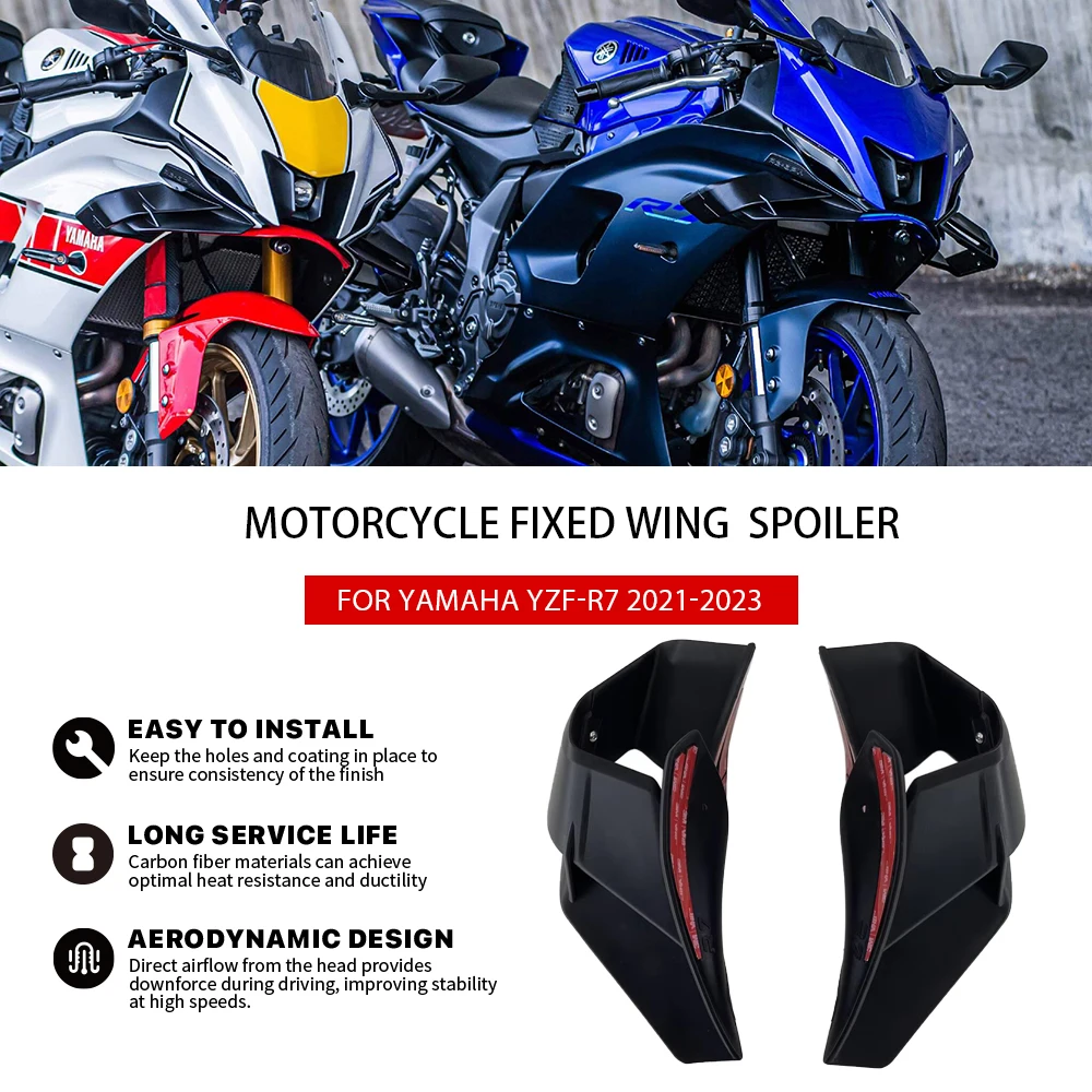 

Motorcycle fixed wing cover For Yamaha YZF-R7 YZFR7 2021 2022 2023 aerodynamic frame YZF R7 23 wing windshield aileron Spoiler