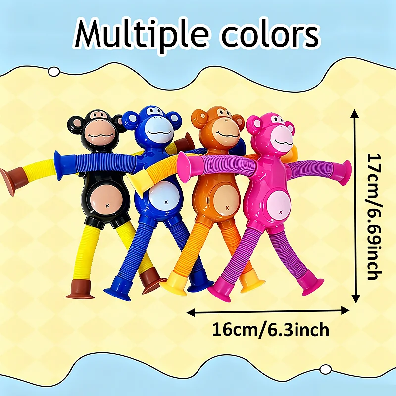 HefengCL Telescopic Suction Cup Monkey Pop Tube Fidget Toy Stretchable Twistable Sensory Toy Stress Relief Kids Birthday Party G view 6