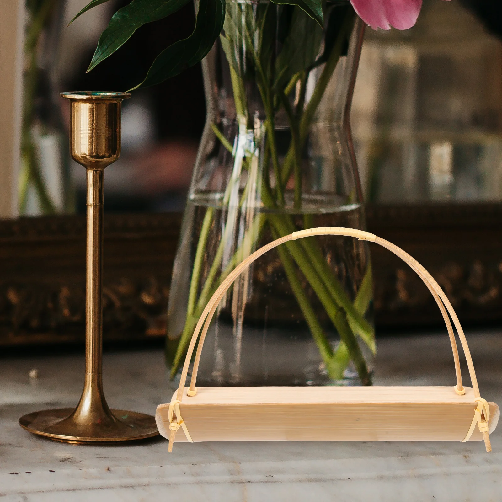 

Bamboo Snack Tray Multifunction Household Dessert Plate Elegant Tabletop Food Storage Display Snack Plate