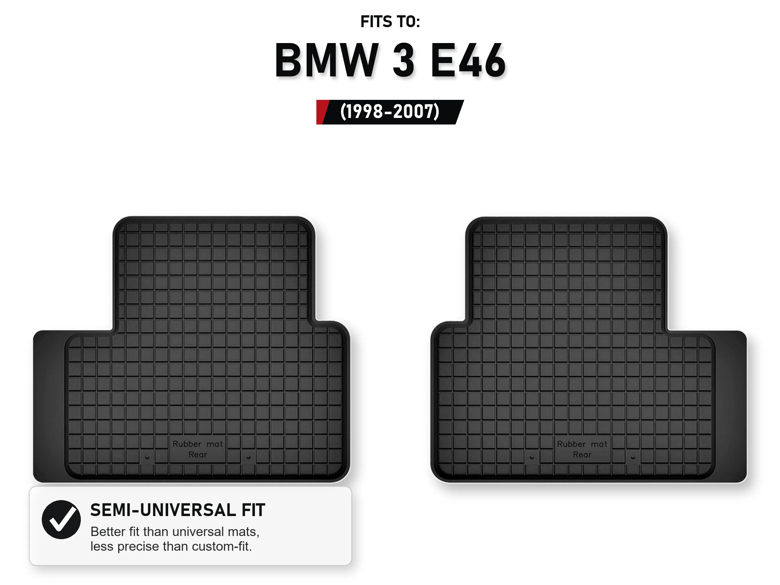 Rubberen bakmatten achteraan voor: Bmw 3 E46 1998-2007, 2 stuks