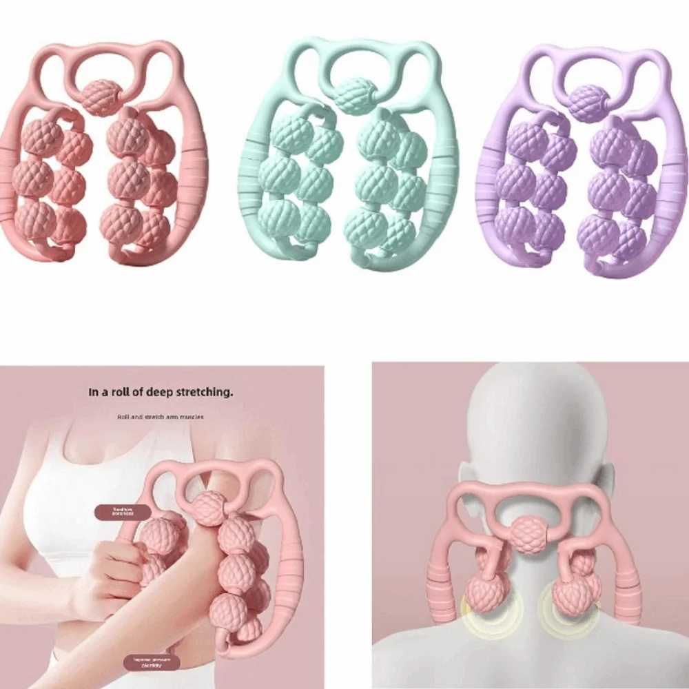 

360° Muscle Roller Massager Double Row Design Deep Tissue Massage Legs Acupressure Massager Bear Shape Fat-Reducing
