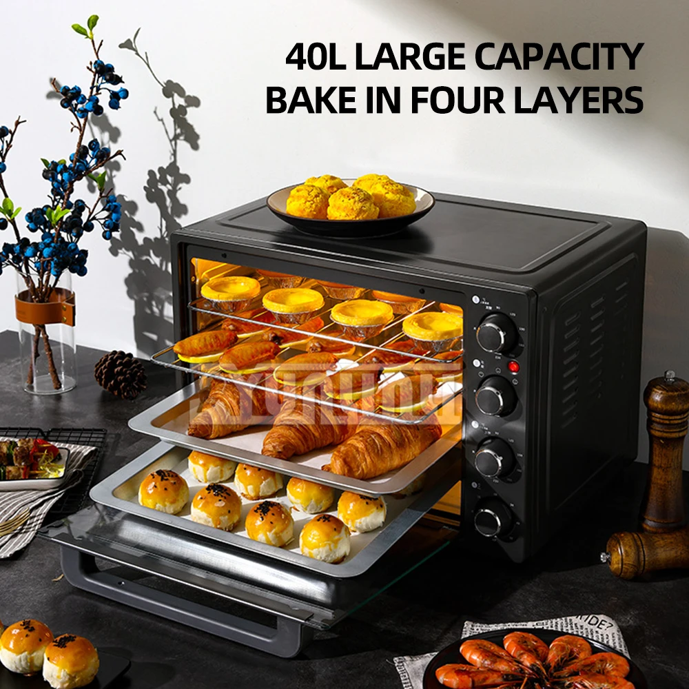 Household Electric Oven 40L Forno Elettrico Temperature Control Timing Cake Baking Oven