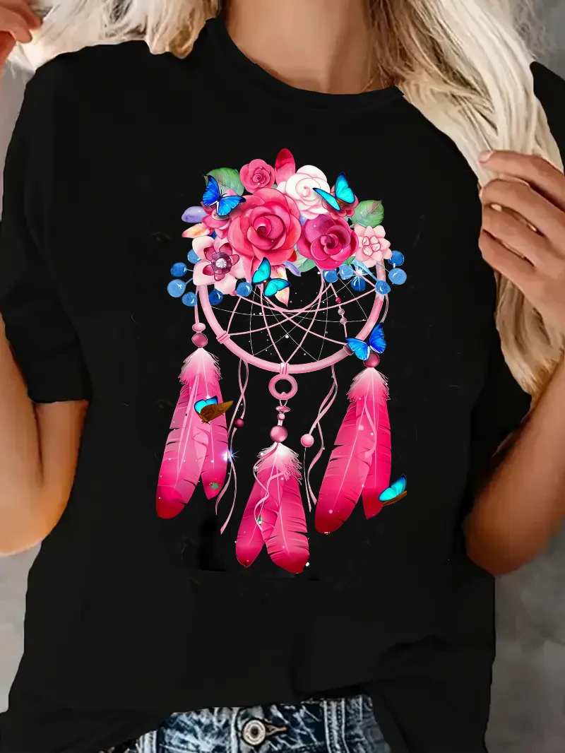 90S Feder Dreamcatcher Frauen Mode T Shirt Harajuku Graphic Tees Hemd Femme Traum Catcher frauen T-shirt Kleidung Tops t