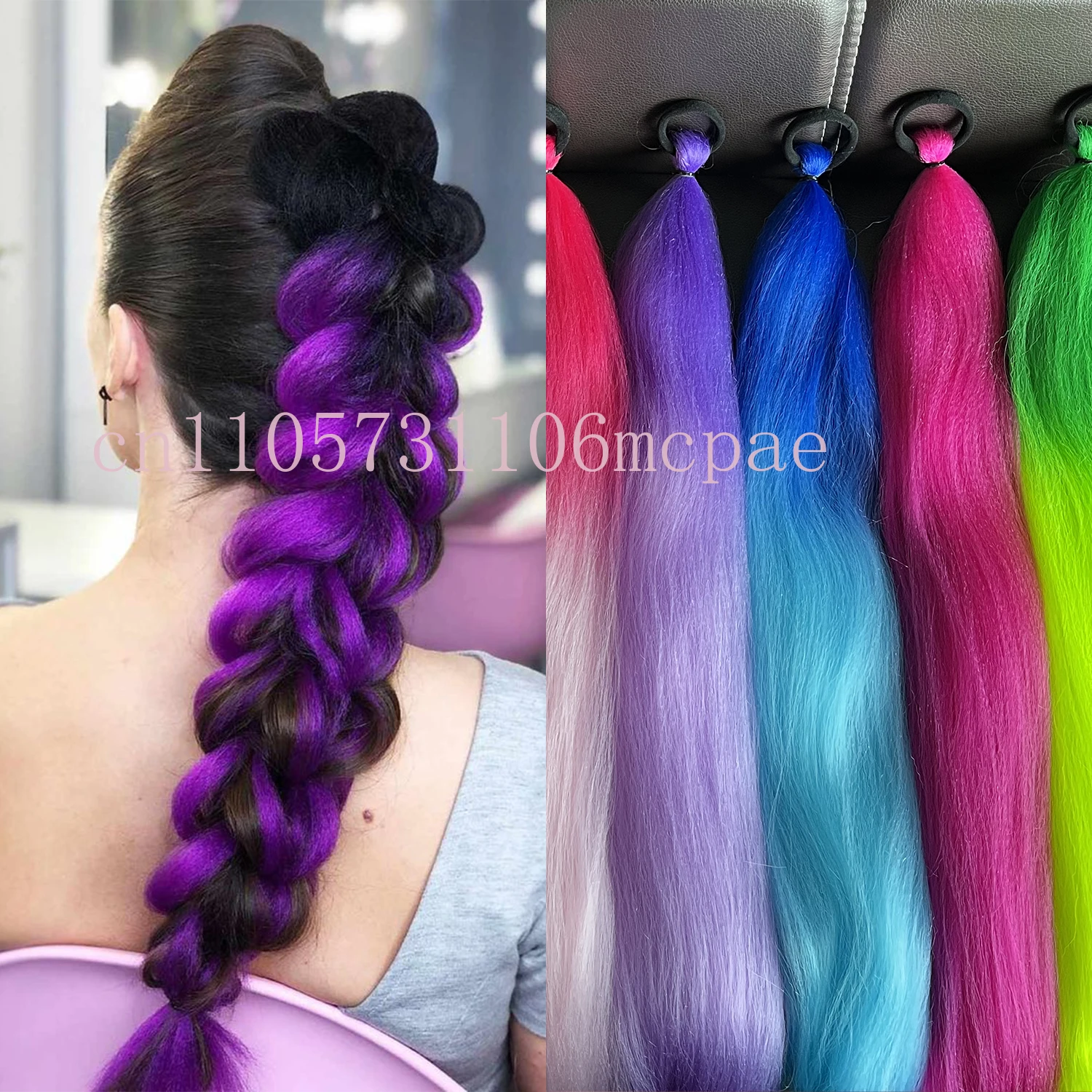 

Synthetic 28Inch Long Straight Ponytail Extensions With Elastic Rubber Band DIY Braided Ponytail Hair Accessories for Halloween