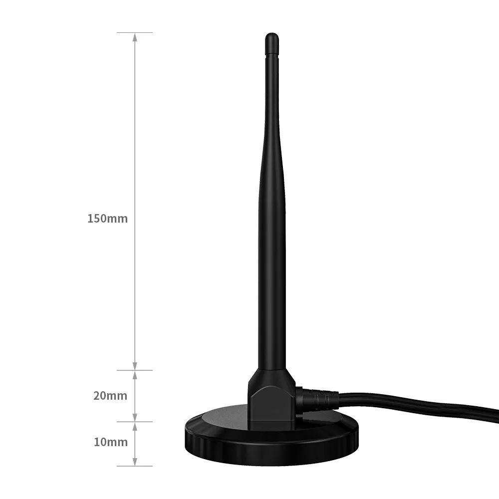 Antenne numérique d'intérieur DVB-T avec base magnétique, réception UHF et VHF, câble de 10 pieds