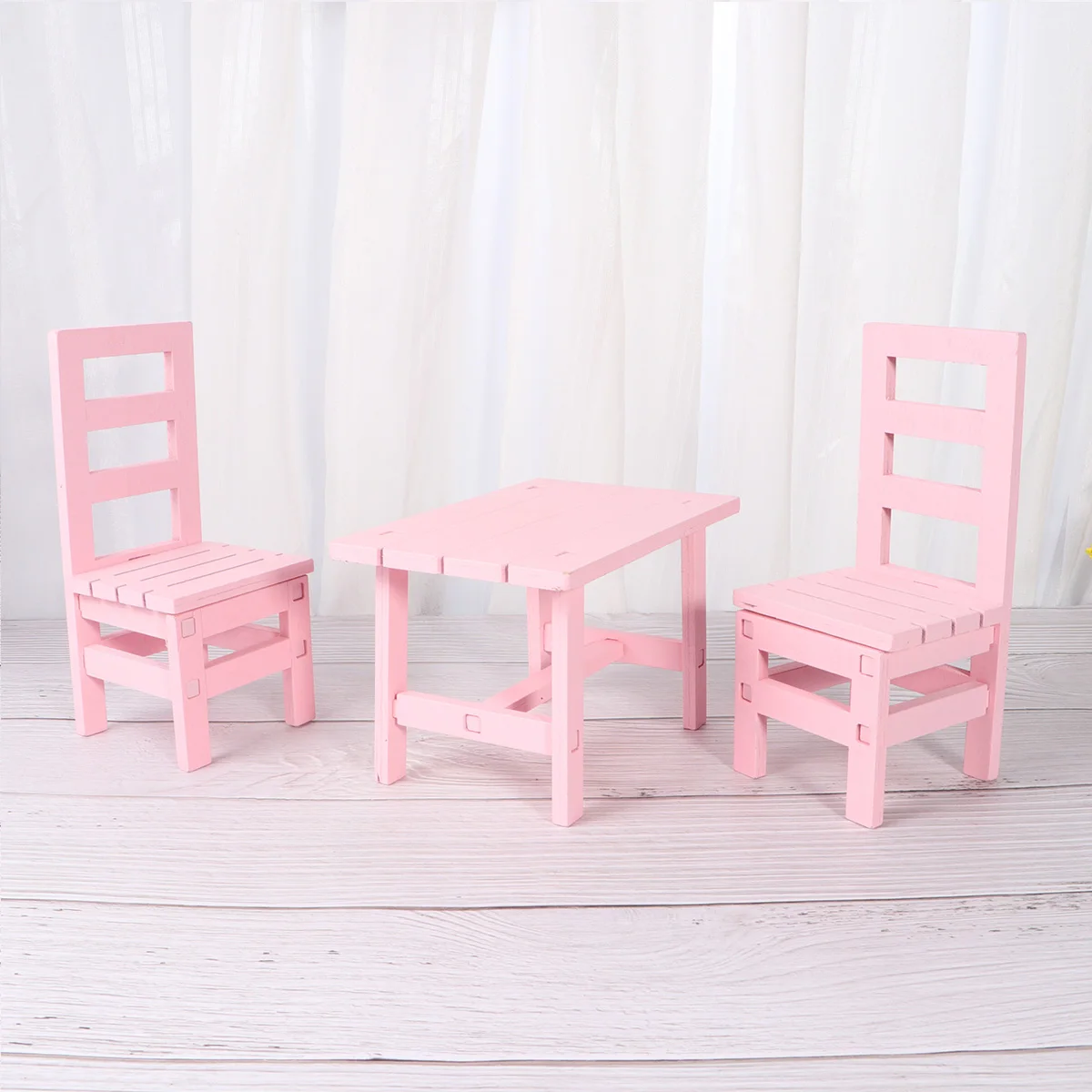 

3PCS Wooden Chair Ornament Sturdy Desk Ornaments Living Room Decor Photo Props Bamboo Cafe Home Accessories Furniture