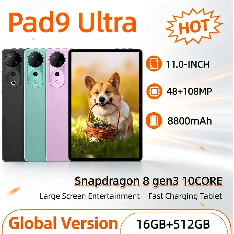 High‑Performance Pad 9 Ultra Global Original Tablet Android 15 16GB+512GB 8800mAh 5G Dual SIM WiFi Google GPS 4K HD Tablette