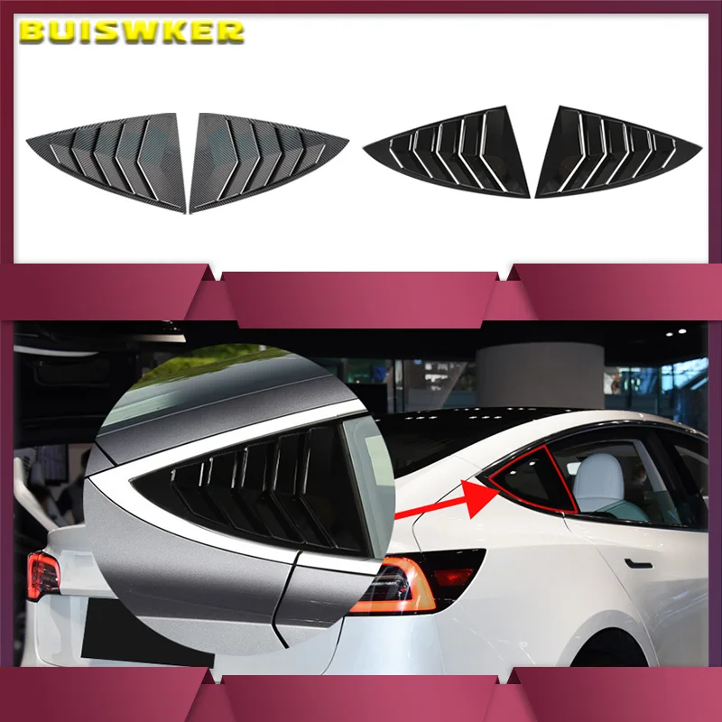 Car Rear Window Shutter Cover Trim Window Louver Side Vent Trim Sport Style For Tesla Model 3 2017-2023 Car styling
