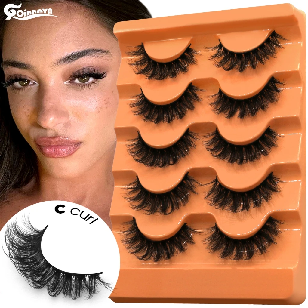 VELTRINAY 3D Faux Mink Lashes Flauschige Volumen-Kunstwimpern Dramatische Faux-Mink-Wimpern Natürlicher Look Cat-Eye-Wimpern Make-up