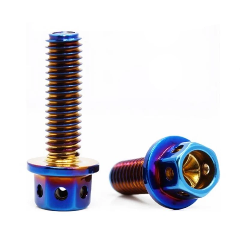 Titanium Plated 304 Stainless Steel Flange Screws Burnt Blue Inner Outer Hex M4 M5 M6 M8 Motorcycle Repair