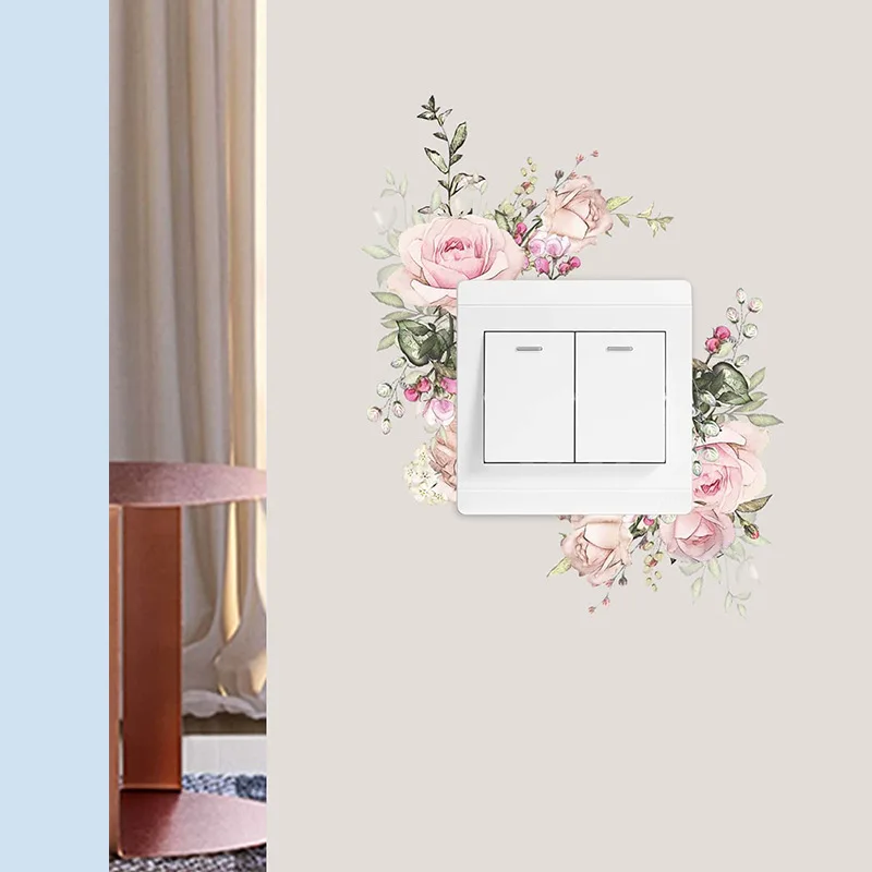 Dekorative Blumen-Aufkleber für Schalter, warme Wandaufkleber, Lichtschalter- und Steckdosen-Layout-Aufkleber, selbstklebende wasserdichte Tapete – Detail 3
