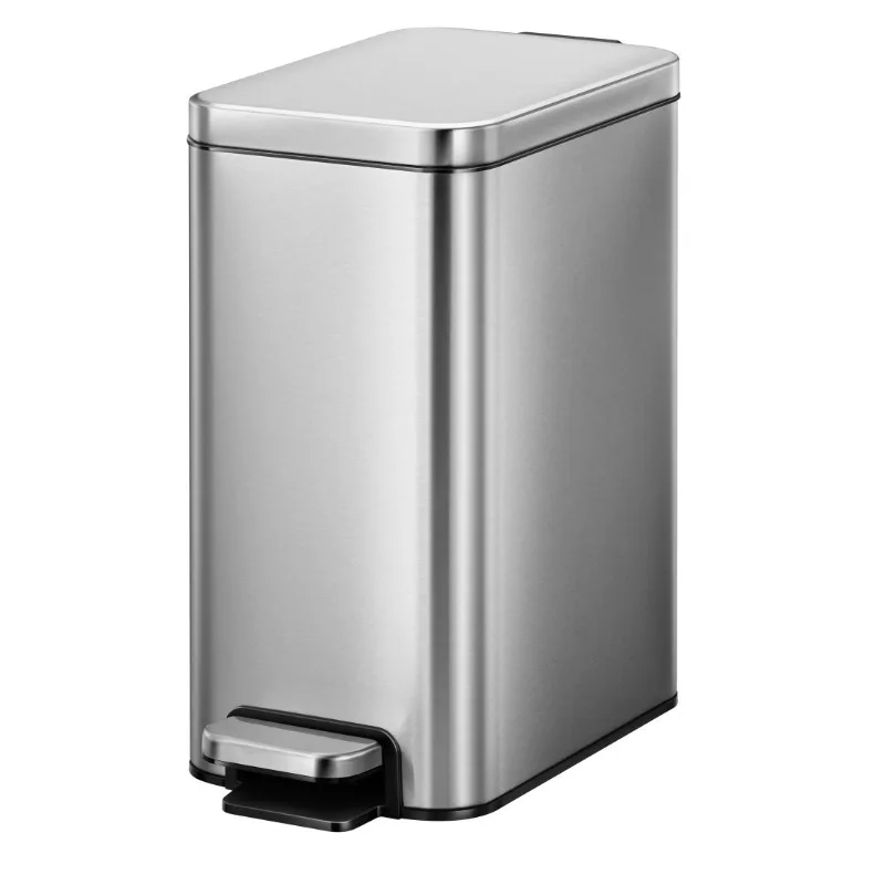 

NEW 2.6G Slim Stainless Steel Step Trash Can; Bedroom Bath Office Step Can
