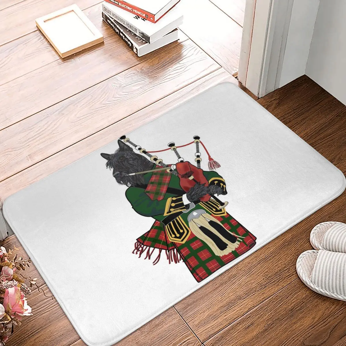 Scotties Scottish Terrier Dog Plays The Bagpipes Anti-slip Doormat Floor Mat Carpet Rug for Kitchen Entrance Bedroom Footpad Mat