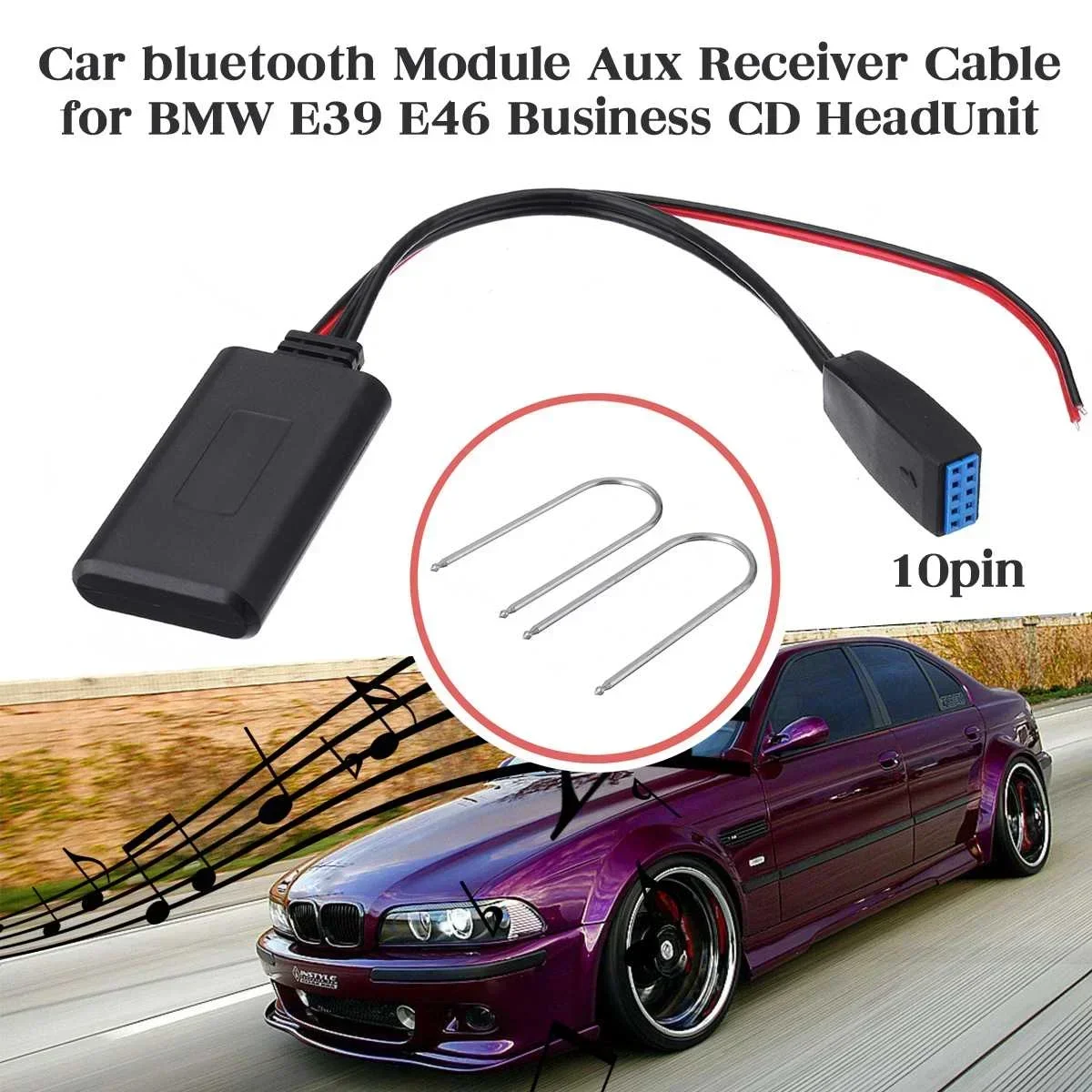 For BMW E39 E46 business CD HeadUnit bluetooth 4.1 Module Auxiliary Receiver Cable Adapter Audio Cable 10-pin Car accessories