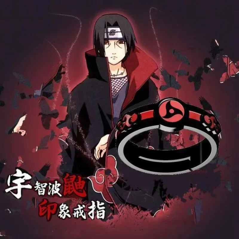 Naruto Itachi Uchiha Akatsuki Mangekyō Sharingan ring anime two-dimensional men and women open ring jewelry student gift