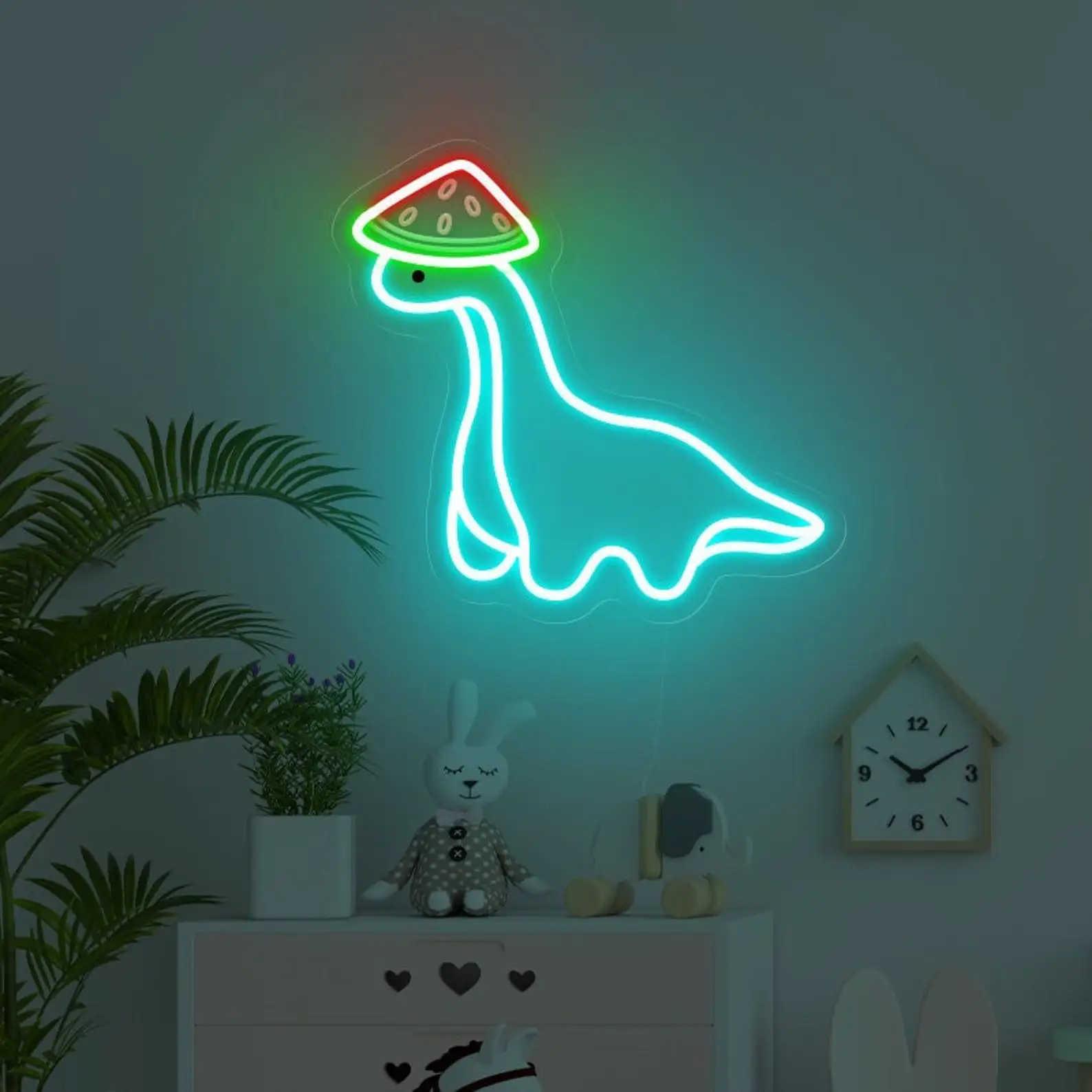 Cute Dinosaurs Neon Sidn Wearing Hats Dinosaurs Sign Kids Bedroom Home Decor Bar Beer Sign Nursery Home Wall Art Dimmable Sign