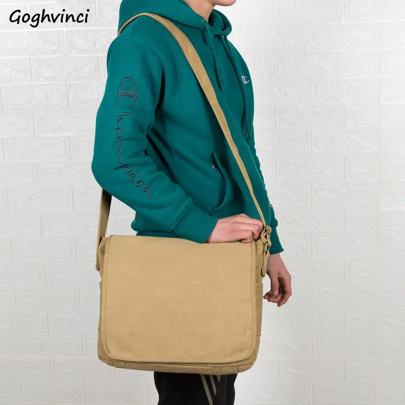 Men Crossbody Bags Large Capacity Shoulder All-match Tooling Laptop Bag Portable Business Satchels Messenger Canvas Handbag Chic