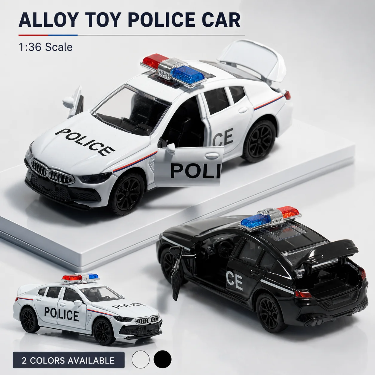 (Corrugated Box) Law-Enforcement Sports Police Car Style Toy Car, with Return Force Function, Metal Casting, the Best Gift.