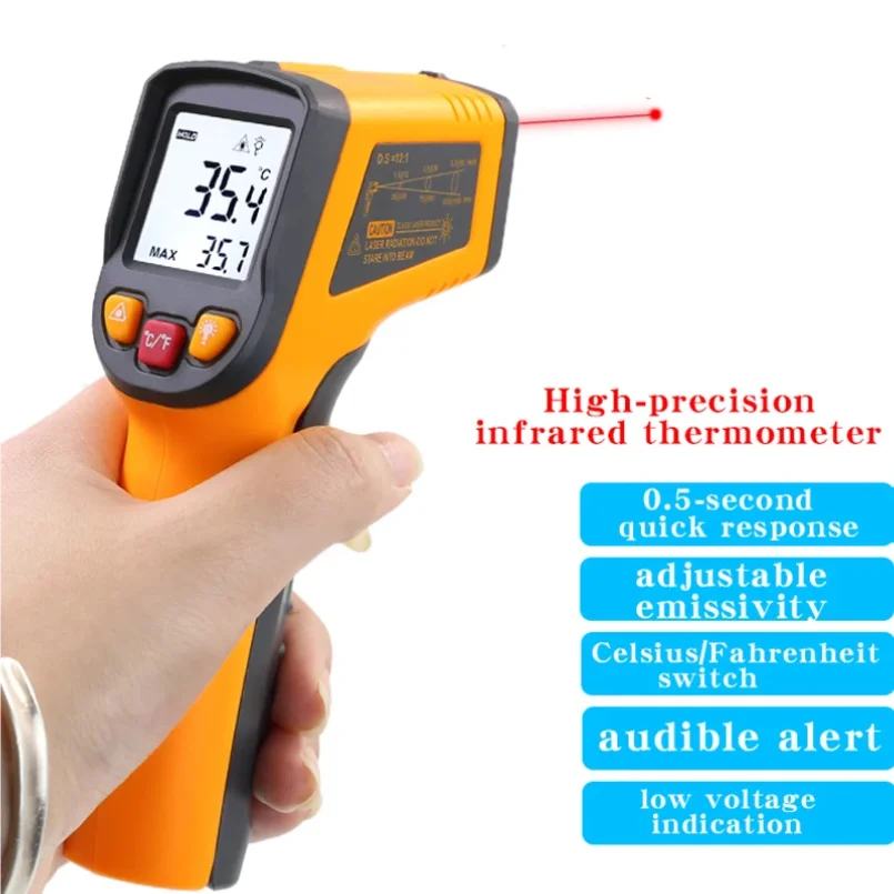 

Infrared Thermometer Industrial High Precision Temperature Gun Electronic Water Oil Temperature Meter Kitchen Baking
