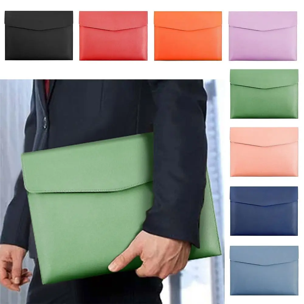 Stationery Dustproof Leather Leather Document Pouch Large Capacity A4 Briefcase File Organizer Pouch Women Men Document Bag