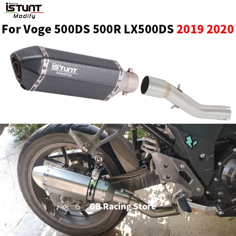 Slip On For Voge 500DS 500R LX500DS 2019 2020 Motorcycle Exhaust Muffler Escape Modify Mid Link Pipe Muffler Removable DB Killer