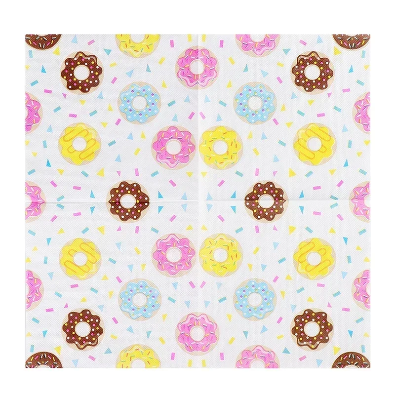 20 pçs 33*33cm 2ply novos guardanapos coloridos grau alimentício impresso guardanapos de papel sobremesa loja bolo donut impressão café papel