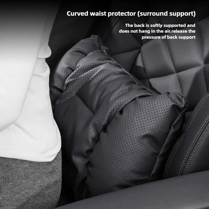 Punched Nappa Leather Car Headrest Lumbar Support Soft Car Neck Pillow Car Waist Pillow Seat Accessories Auto Neck Lumbar Pillow - Image 3