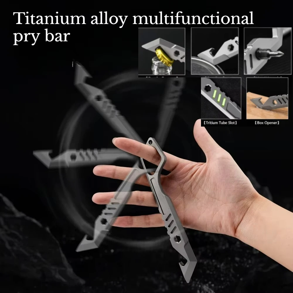 Outdoor Multifunctional Titanium Alloy EDC Pry Bar Bottle Opener Wrench Portable Emergency Maintenance Tool