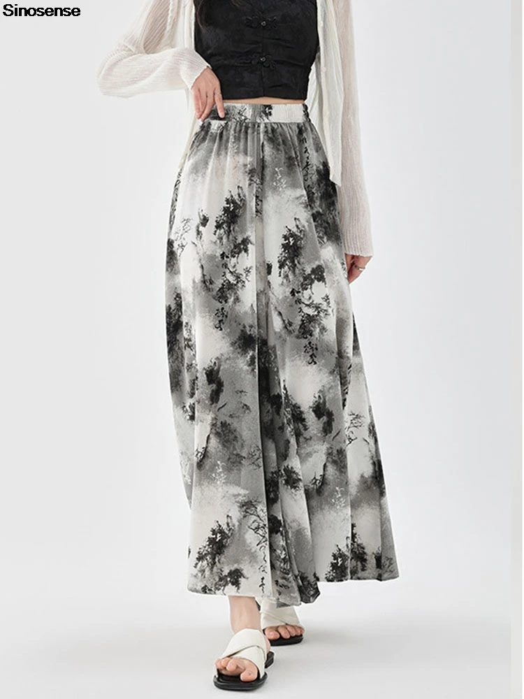 

Women Summer Beach Vacation Pants High Waisted Wide Leg Pants Tie Dye Printed Loose Flowy Pockets Palazzo Lounge Trousers