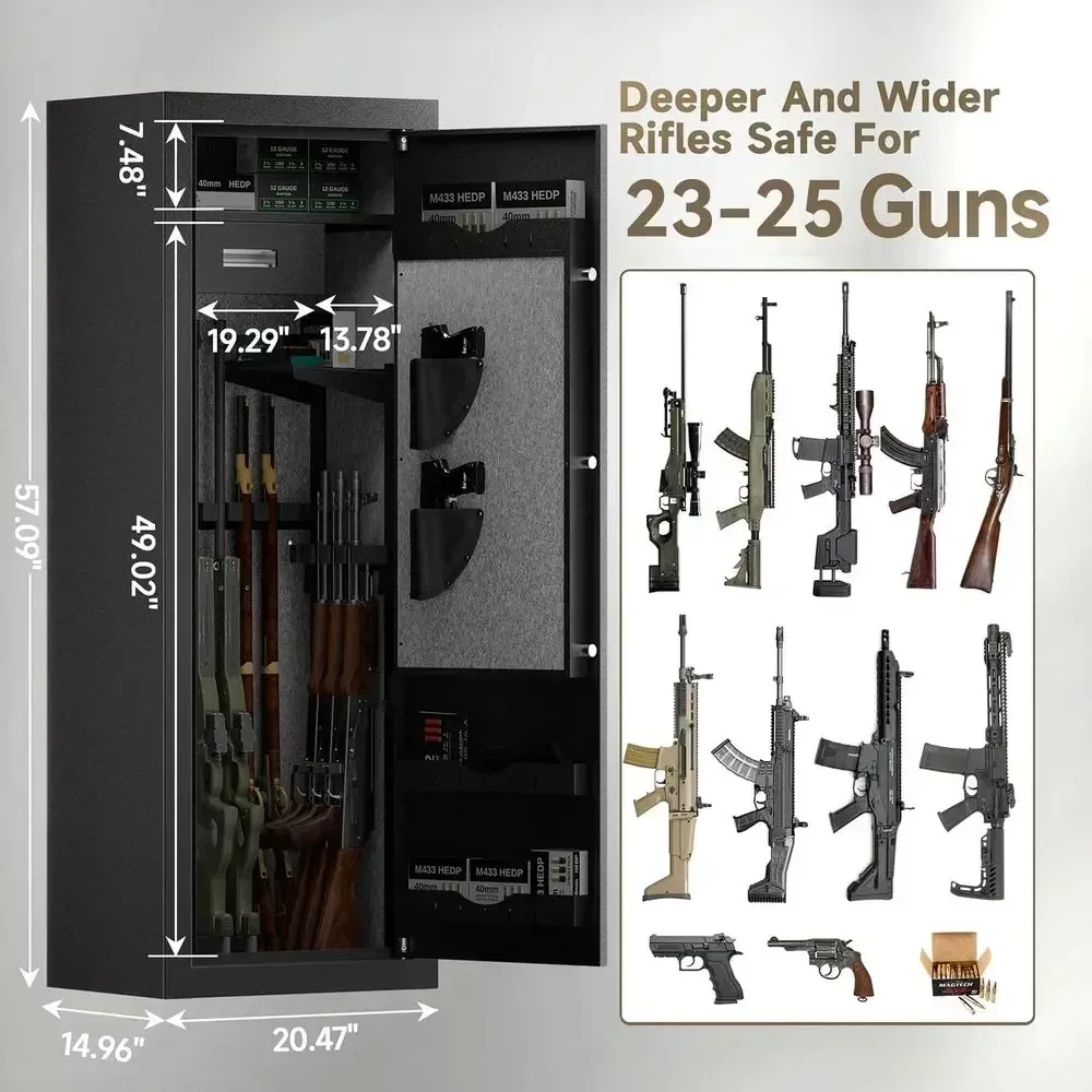 Biometric Security Gun Safe, Deep Fingerprint Access Rifle and Pistol Safes, Heavy-Duty Storage Cabinet with Fireproof and Gun R