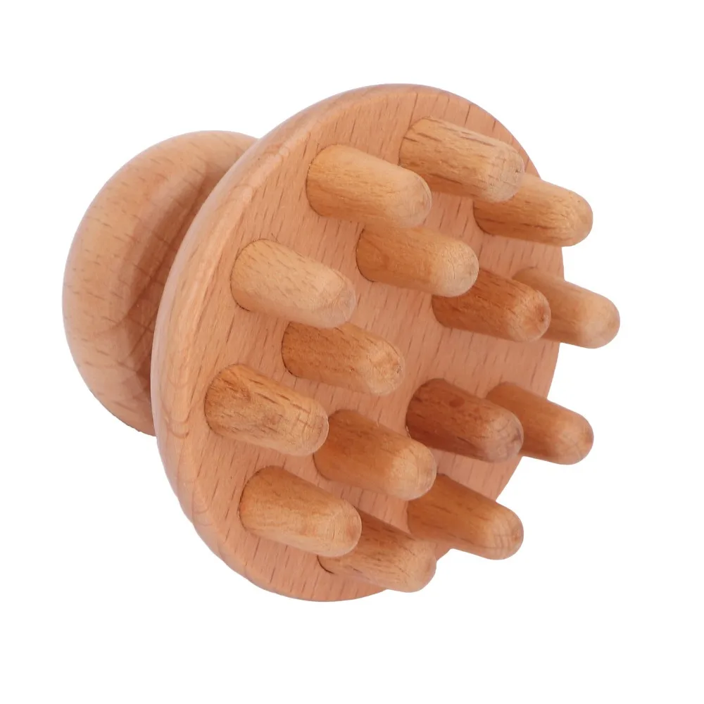 Wooden Material Wood Mushroom Massager Mushroom Shape Wood Color Wood Massage Tool Ergonomic Handle Handheld Manual Massage Tool