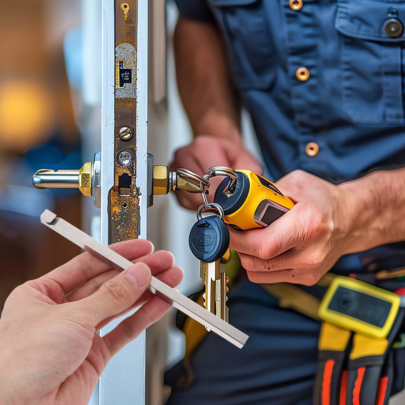 

Door Strike Plate Bending Wrench Heavy Duty Metal Tool Security Door Gap Precise Alignment Adjustment