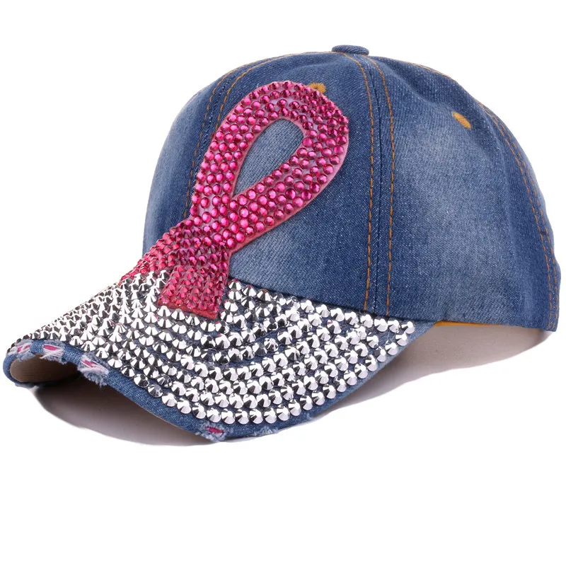 

Denim Baseball Cap Heart Shape Rhinestone Embroidery Fashion Sun Hat for Women Outdoor Sun Protection Adjustable Daily Wear