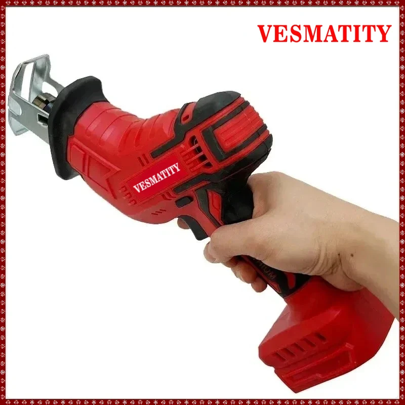 VESMATITY Electric Reciprocating Saw Horse Knife Small Handheld Outdoor Cutting Saw For Makita/Dewalt/Milwaukee 18V Battery Pin
