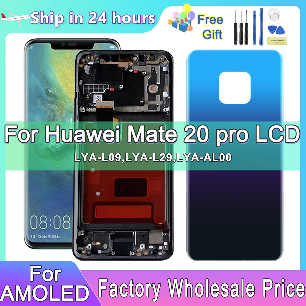 

AMOLED For HUAWEI Mate 20 Pro 6.39''For Mate20 Pro LYA-L09 L29 AL00 LCD Display Touch Screen Digitizer Assembly Replacement