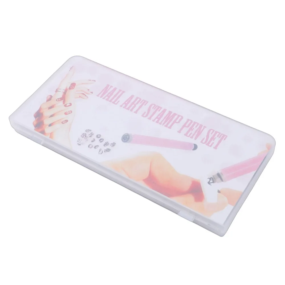 36PCS 48 In 1 Nail Stamp Pen Set Interchangeable Stamp Heads Floral Butterfly Rose Patterns Nail Stamping Pen Kit