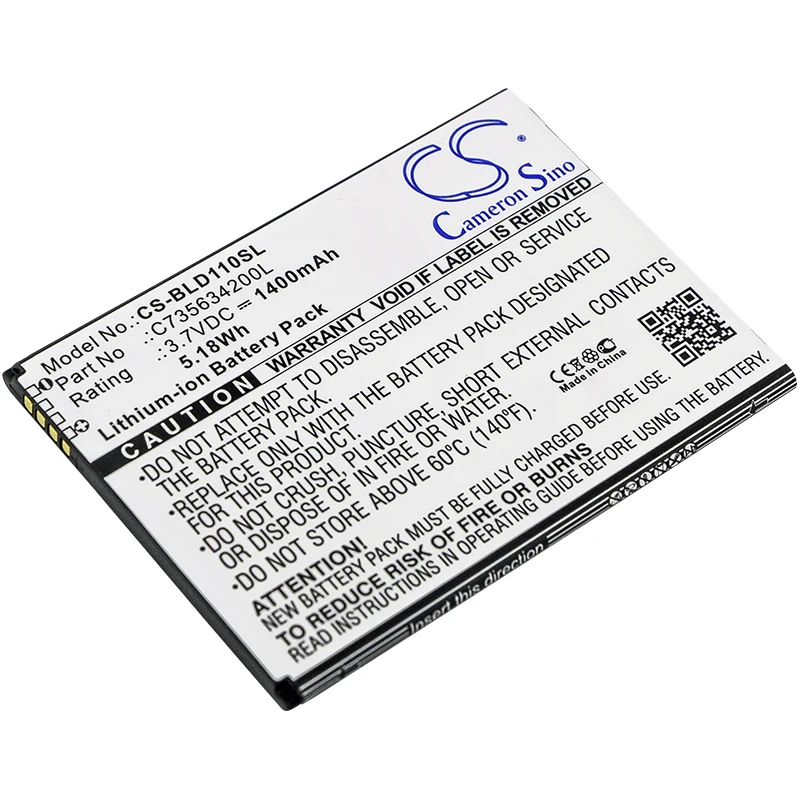 

CS 1400mAh / 5.18Wh battery for BLU S110, S110L, S110U, Studio M HD C735634200L