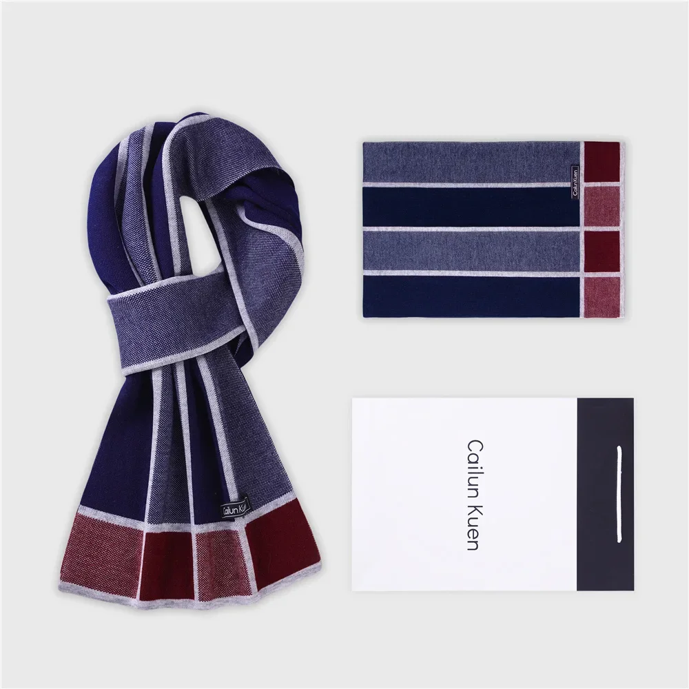 High Quality Fashion Design Wool Scarf Men Autumn Winter Thick Warm Soft Muffler Male Plaid Knit Cashmere Business Scarf Gents