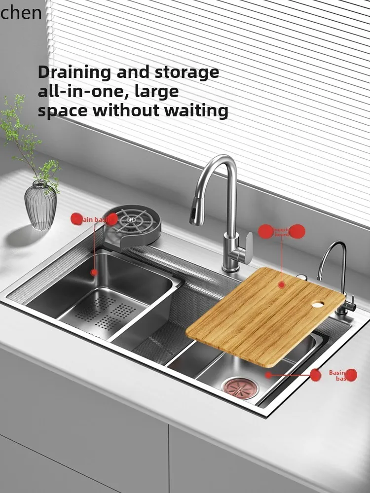 

Large Single Bowl Stainless Steel Embossed Household Kitchen Sink Undermount Vegetable Washing Basin