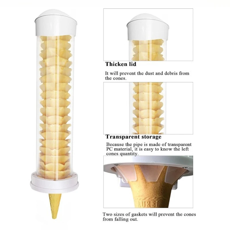 400/550mm Ice Cream Cone Dispenser for Ice Cream Machine Waffle Cone Stand Dispenser Self Adhesive Wall Mount Holder Universal