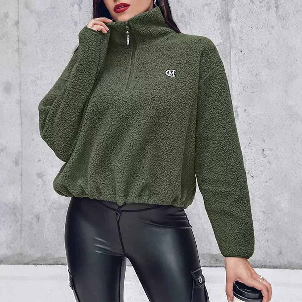 Style Hoodie Women Fashion New Sweatshirt Stand Collar Zipper Design Casual Long Sleeves Sweatshirt Sports Sweater 2024 Autumn