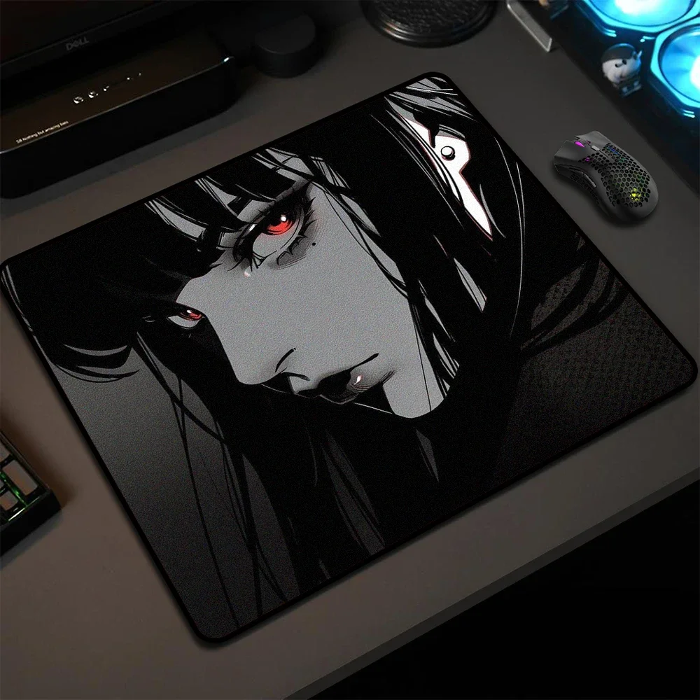 Anime Computer Mouse Pad Samurai Game Non-Slip Wear-Resistant Rubber Bottom with Stitched Edge Keyboard Mat Suitable for Office